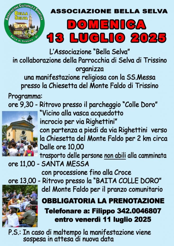 SS.Messa presso la Chiesetta del Monte Faldo a Selva di Trissino